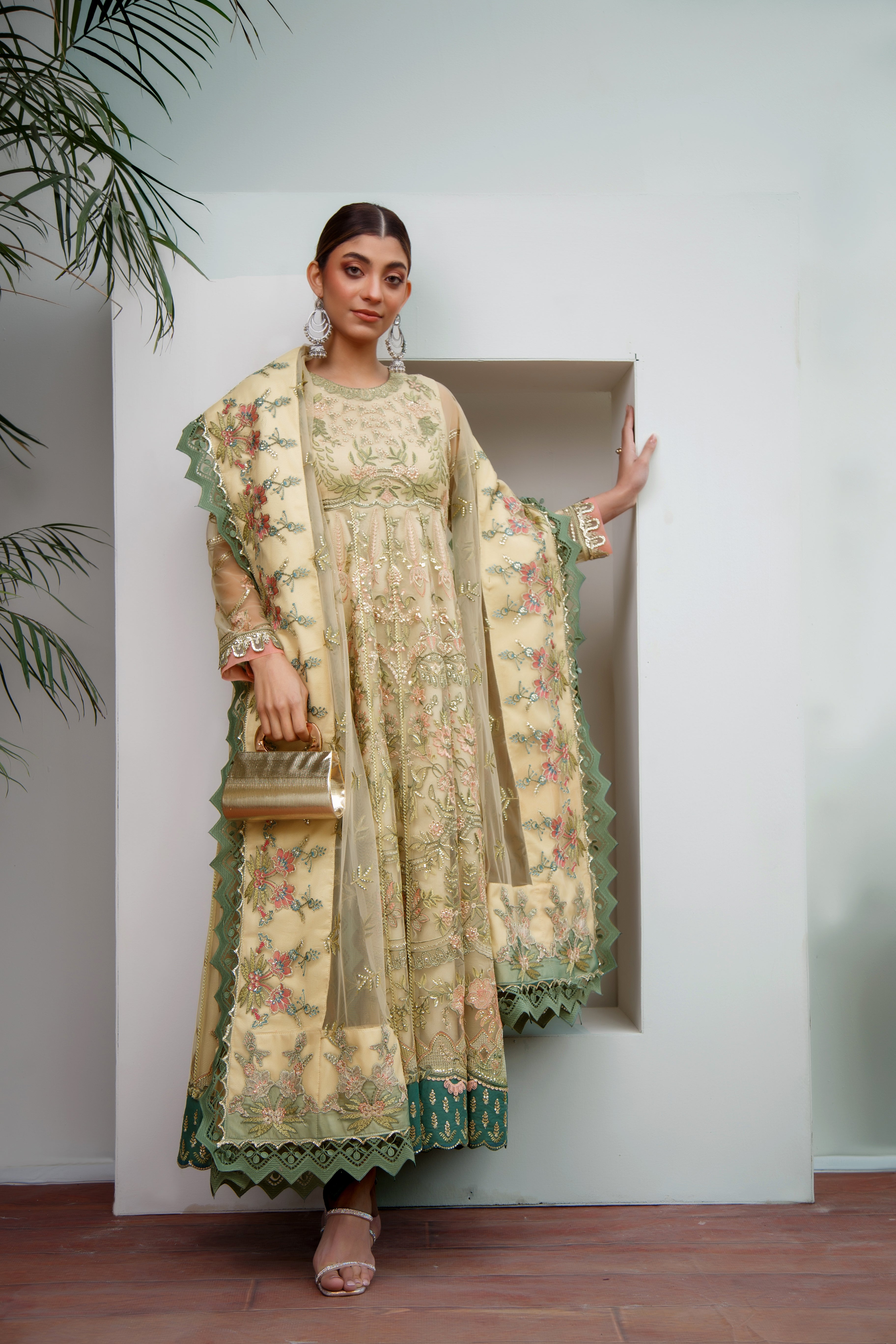 Jasmine gold Frock (D-05)
